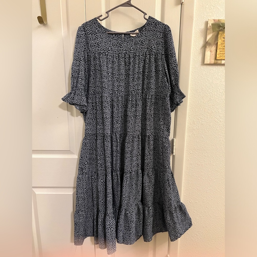 Orange Creek Navy & White Floral Maxi Sundress - XL